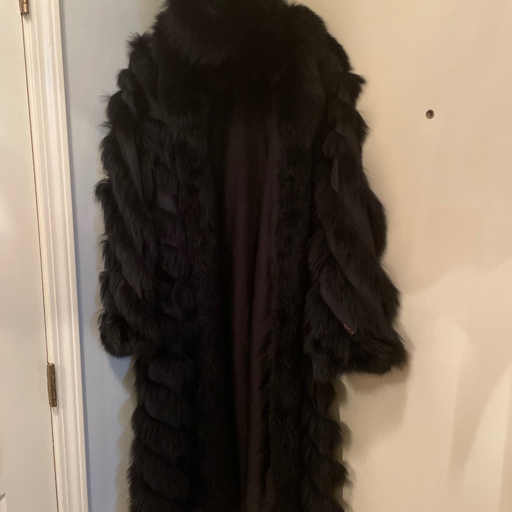 Full length reversible Norwegian black fox fur coat